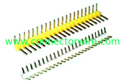 2.54mm pitch pin header connector single row,right angle,height 2.54mm,yellow