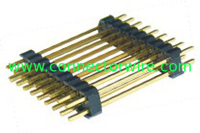 2.54mm dual rows pcb header,dual rows,180° ,2.54mm height,gold plated